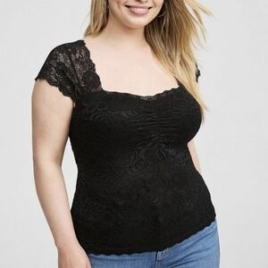 NWOT - Torrid Black Lace Detail Top